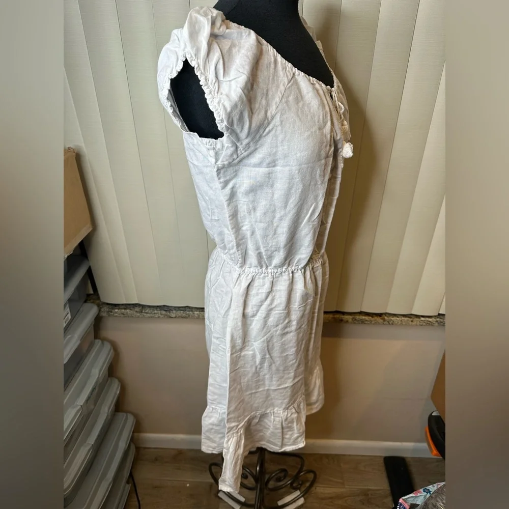 J. Crew White Linen Tiered Blend Sundress Dress Size Medium